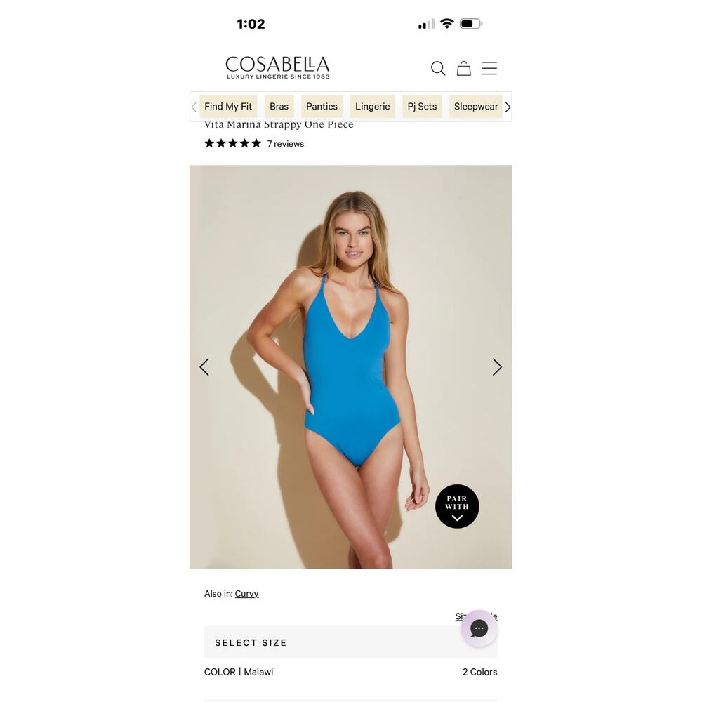 Cosabella Vita Marina Santorini Blue Strappy One Piece Swimsuit M